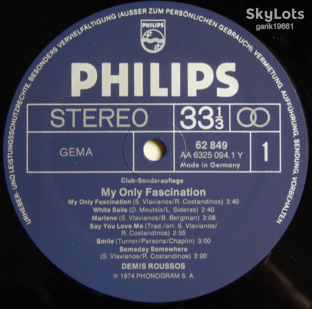 Demis Roussos – My Only Fascination  (Philips – 62 849, Germany) EX/EX+ - фото фото фото 2