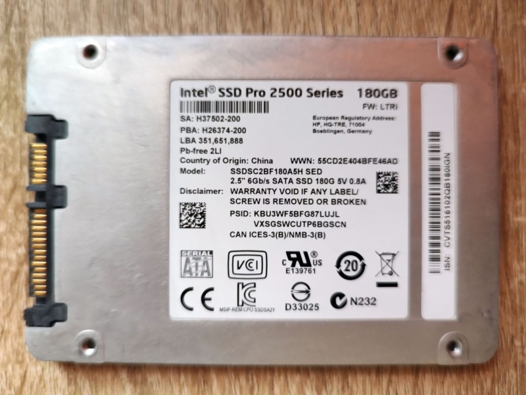 Intel SSD Pro 2500 180GB   (SSDSC2BF180A5H SED), 57% - фото фото фото 1