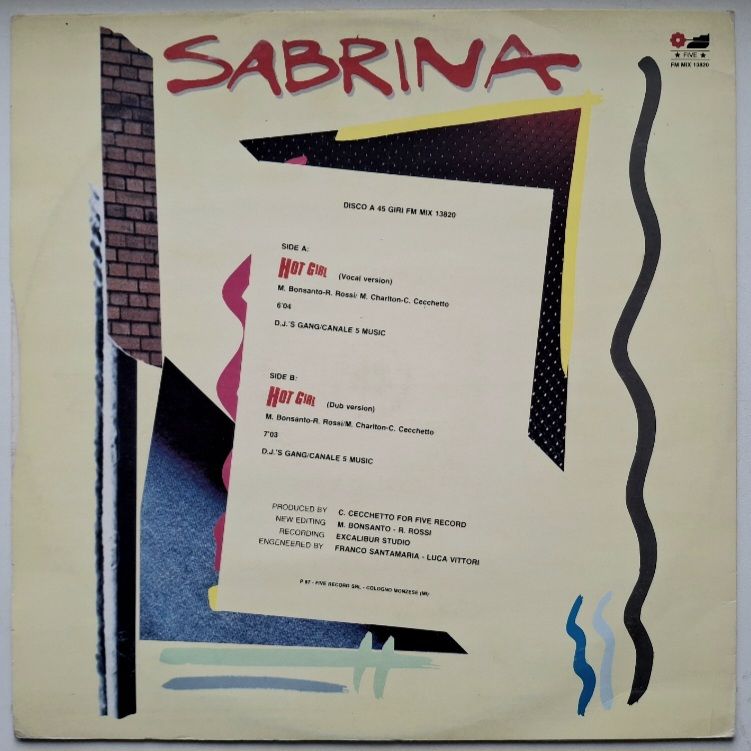 Sabrina - Hot Girl - 1987.  (EP). 12. Vinyl. Пластинка. Italy. - фото фото фото 1