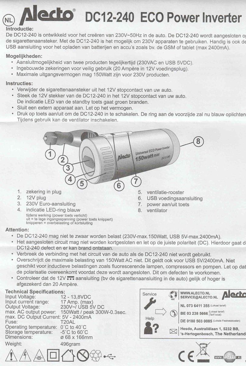 Інвертор ALECTO DC12-240 150W - фото фото фото 8