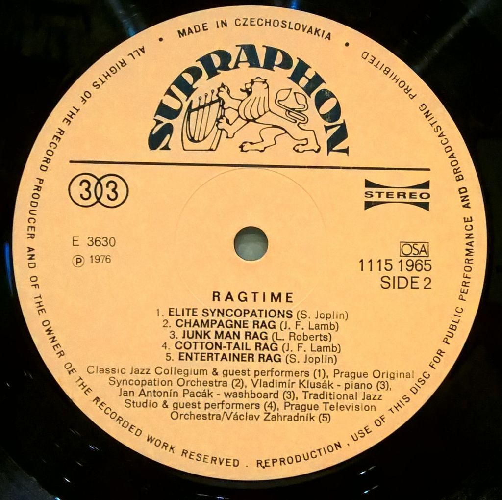 V.A. Jazz - Ragtime - 1976.   (LP). 12. Vinyl. Пластинка. Czechoslovakia - фото фото фото 3