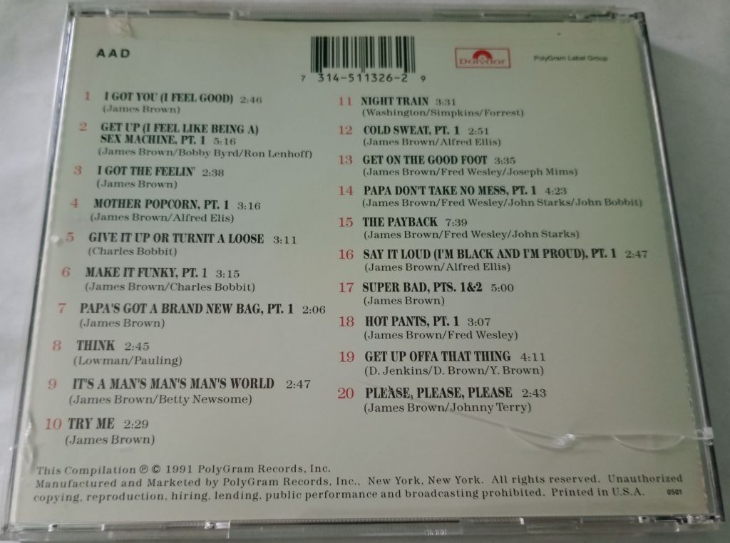 JAMES BROWN 20 All Time Greatest Hits! CD US - фото фото фото 2