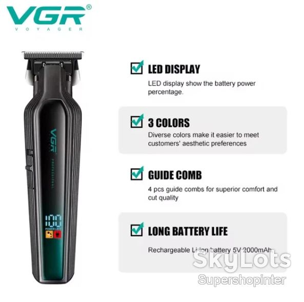 Тример VGR V-930 GREEN, 4 насадки, LED display - фото фото фото 4