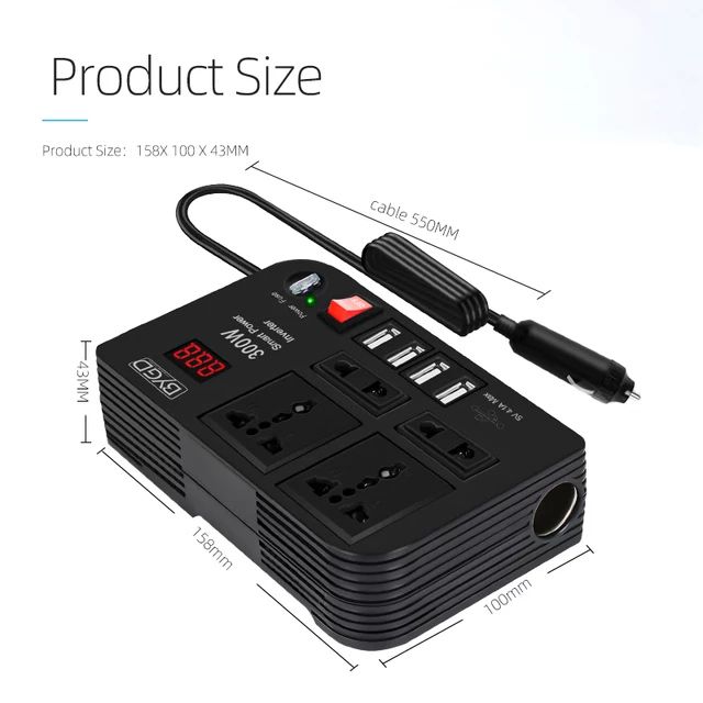 Автомобильный инвертор BYGD 12V/220V/300W - фото фото фото 1