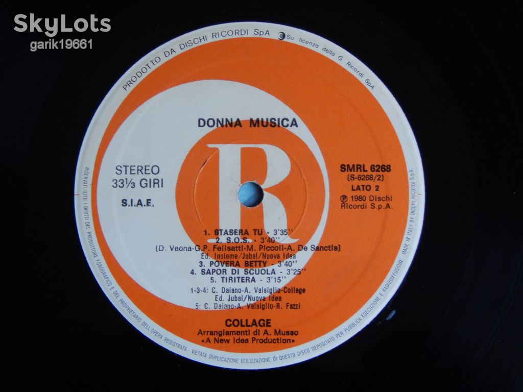 Collage ‎– Donna Musica      (Ricordi ‎– SMRL 6268, Italy)  EX+/EX (+) - фото фото фото 3