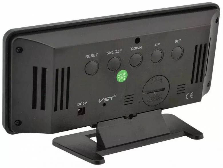 Зеркальные Led часы Vst-888y black с термометром и гигрометром - фото фото фото 1