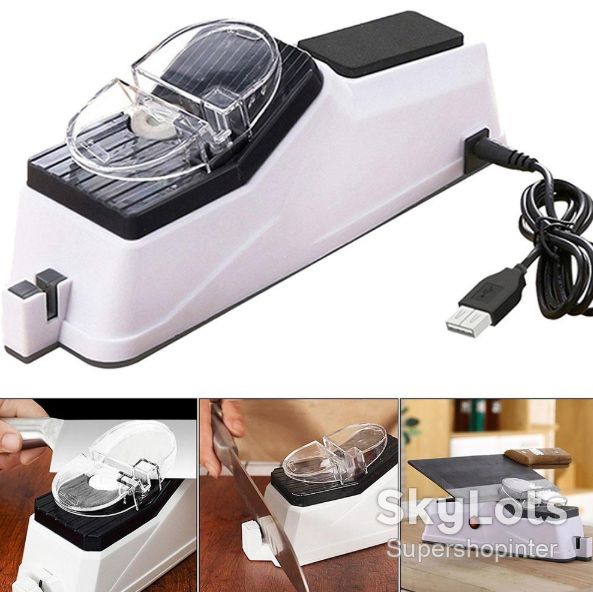 Электрическая точилка для ножей Electric Knife Sharpener от USB, Белый / Профессиональная электроточилка / Ножеточка - фото фото фото 7