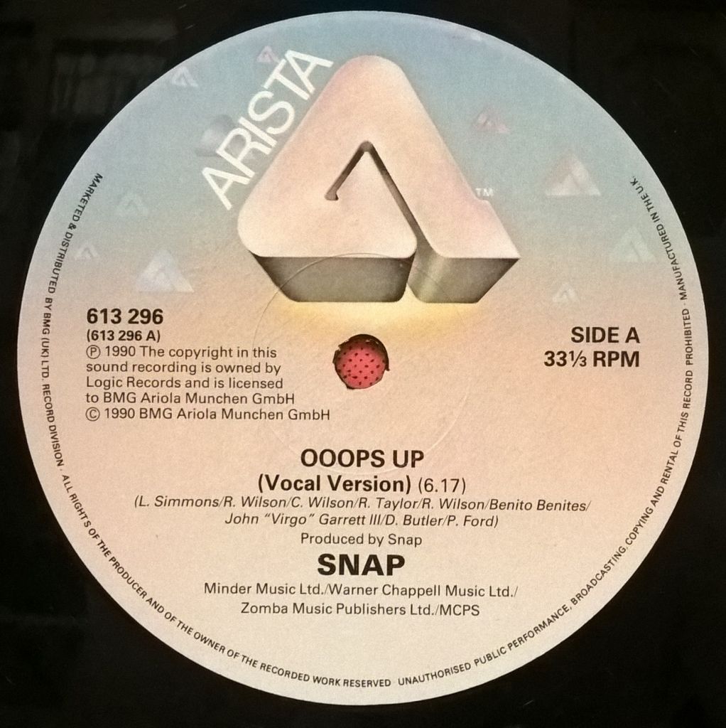 Snap! - Ooops Up - 1990.  (EP). 12. Vinyl. Пластинка. England - фото фото фото 2