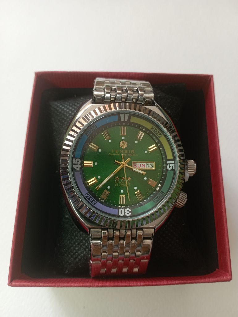Стильний чоловічий годинник Hemsut Fensir Green Dial - фото фото фото 4