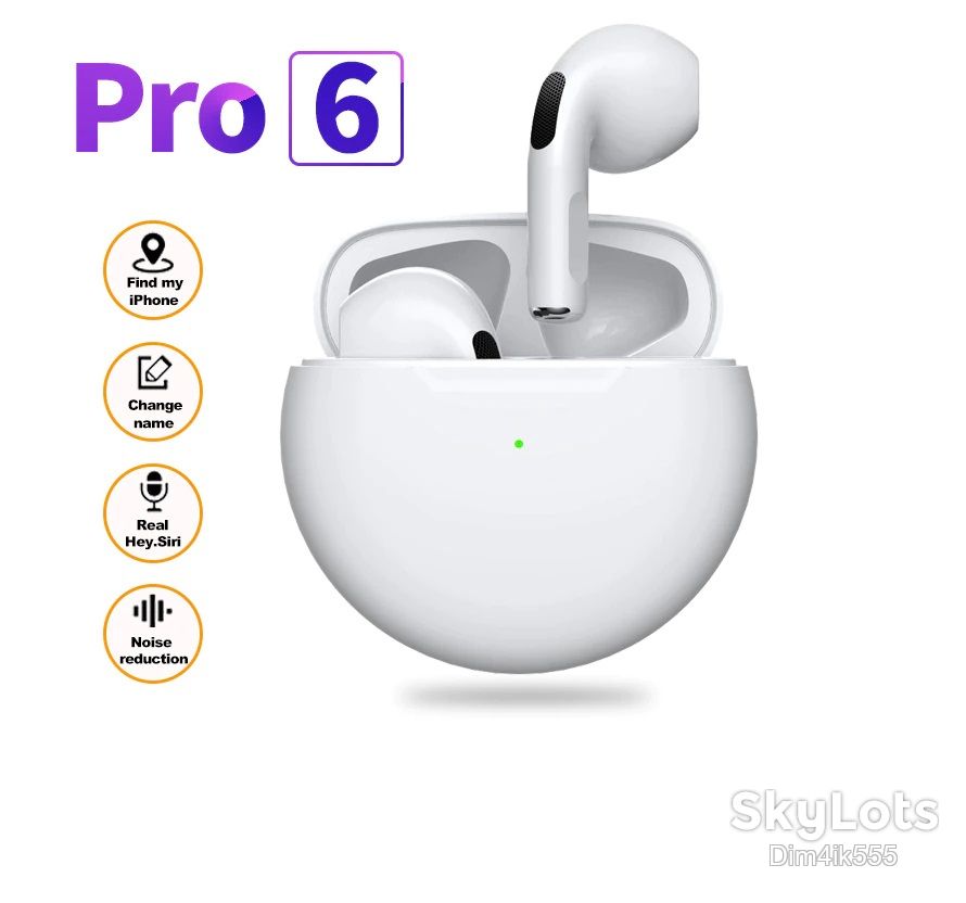Беспроводные наушники Air Pro 6 сенсорные с кейсом Bluetooth V5.0 White / Black - фото фото фото 0