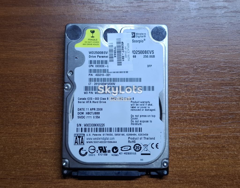 Жорсткий диск SATA WDC WD2500BEVS-60UST0 250 GB - фото фото фото 0