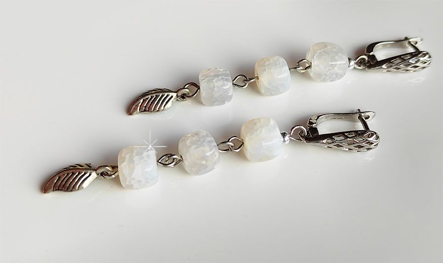 Серьги из агата, Подарок девушке, оригинальные длинные серьги с агатом - фото фото фото 0