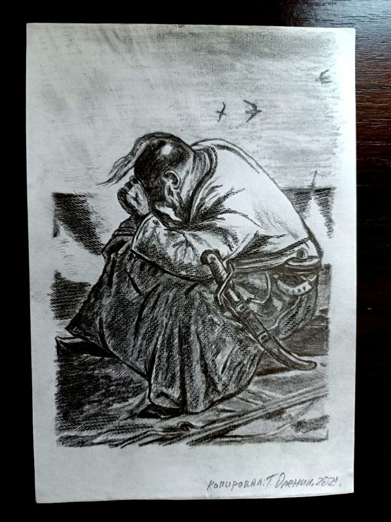 Копия графики Е.А.Кибрика ИЗ КНИГИ "Тарас Бульба" бумага карандаш. - фото фото фото 0
