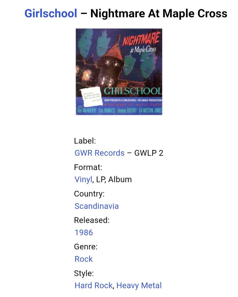 Girlschool - Nightmare At Maple Cross - 1986.  (LP). 12. Vinyl. Пластинка. Scandinavia. - фото фото фото 4