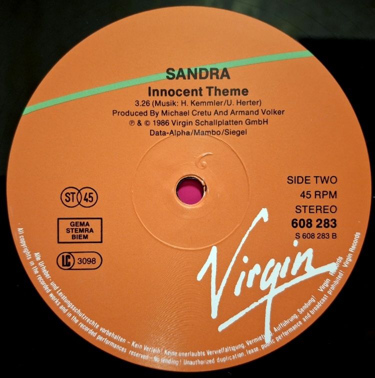 Sandra EX Arabesque - Innocent Love - 1986.  (EP). 12. Vinyl. Пластинка. Europe. - фото фото фото 3