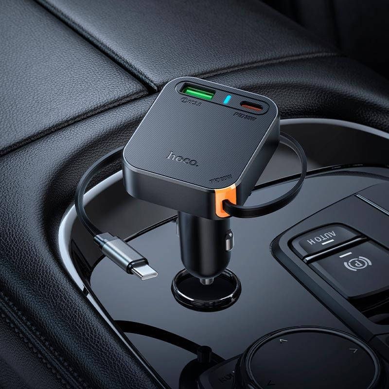 АЗП Hoco NZ18 Guardian PD65W with retractable cable  (1USB-A/2C) - фото фото фото 0