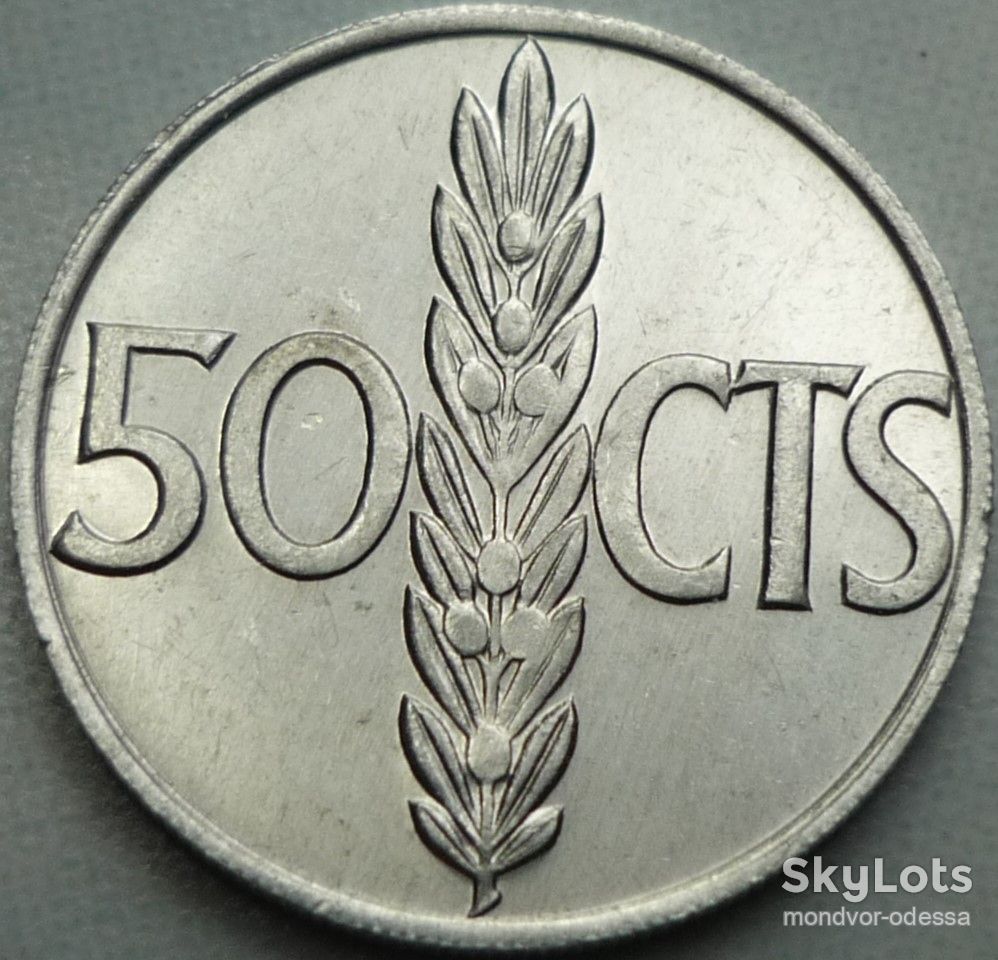 Испания 50 сентимо 1966 состояние 3 - фото фото фото 1