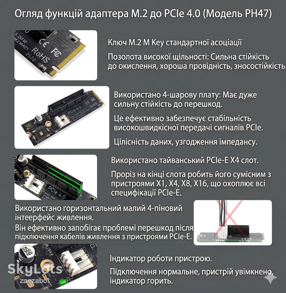 Адаптер M.2 PCIe x4 для відеокарти PH47A - фото фото фото 2