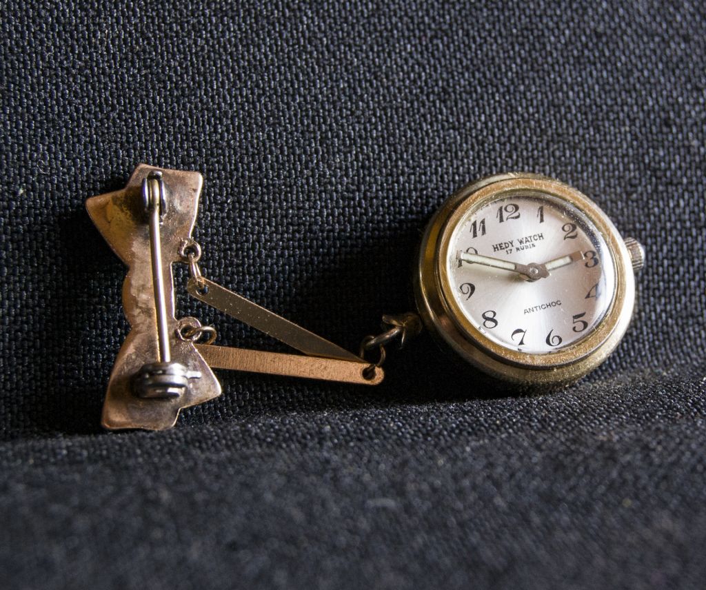 ⏰Винтажная  брошь-часы с эмалью Hedy Watch. Art Deko.1950г.Швейцария. - фото фото фото 4