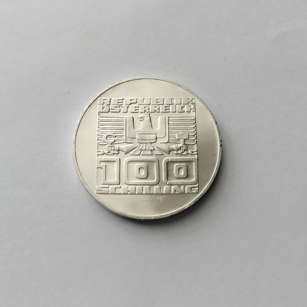 100 ШИЛЛИНГОВ АВСТРИЯ 1975 состояние UNC!!! серебро РЕДКАЯ!!! - фото фото фото 3