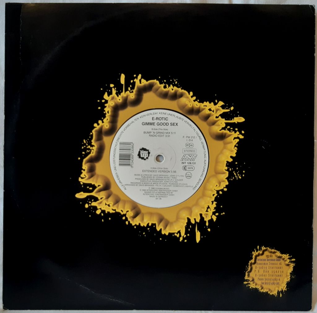 E-Rotic - Gimme Good Sex - 1996.  (EP). 12. Vinyl. Пластинка. Germany. Rare. - фото фото фото 0