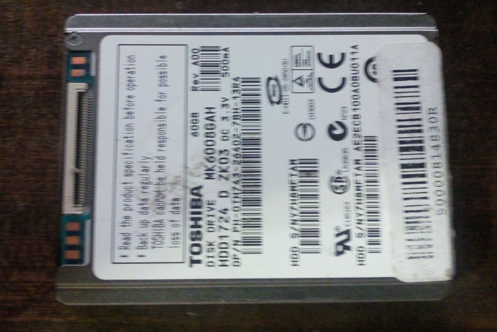 HDD 1.8" ZIF IDE Toshiba MK6008GAH 60GB - фото фото фото 0