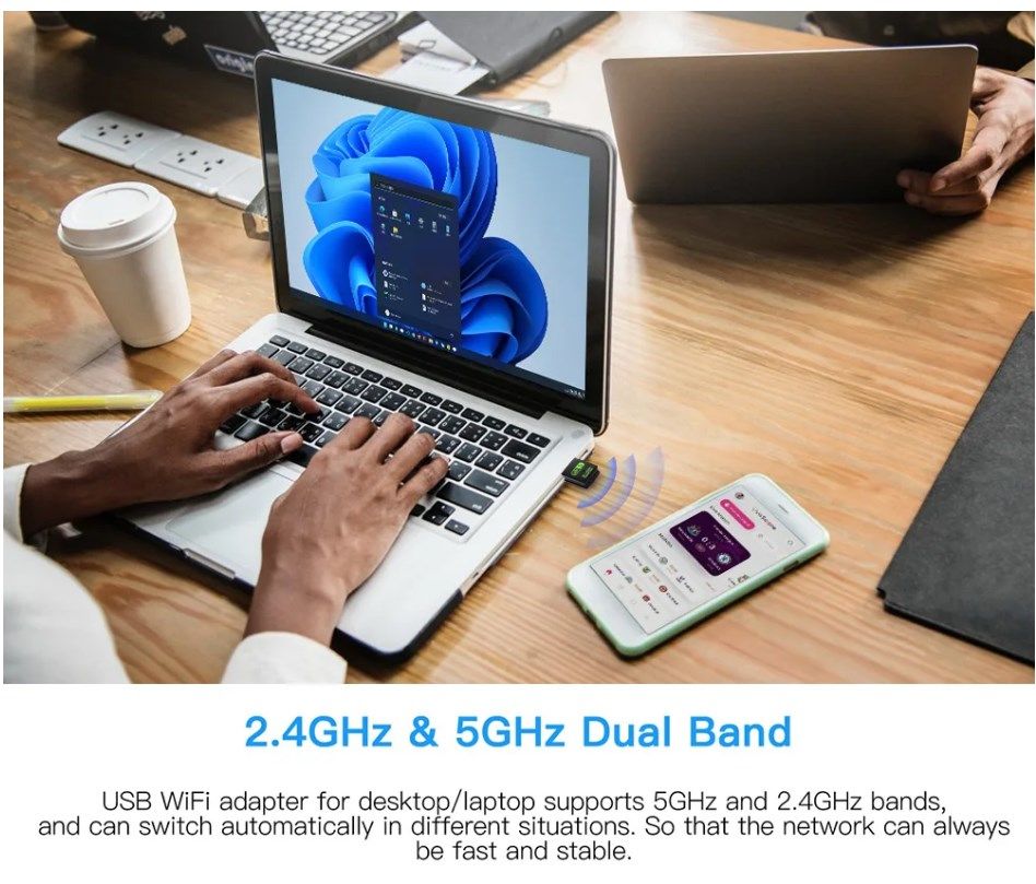 Адаптер 2в1 USB WiFi 5 ,скоростной 600 Мбит/с + Bluetooth, WIN 7/WIN8/WIN 10/11 - фото фото фото 7