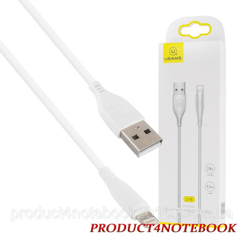 Кабель Usams US-SJ266 U18 Round USB to IP, 1m, White - фото фото фото 0