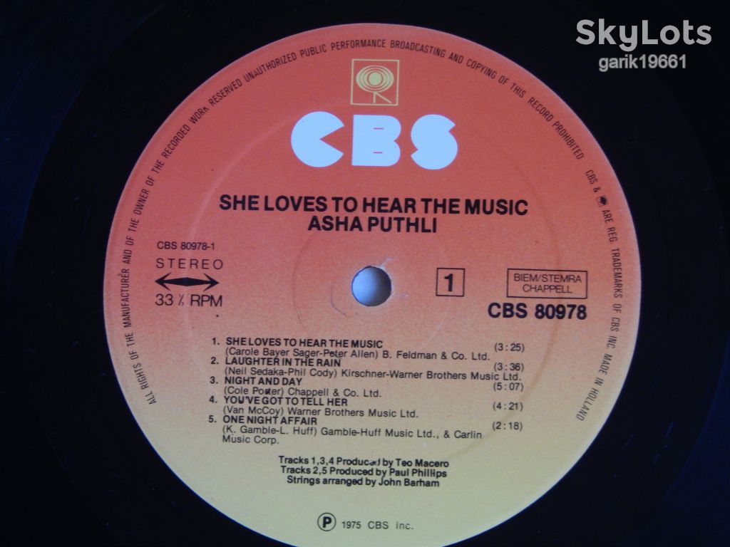 Asha Puthli ‎– She Loves To Hear The Music  (CBS ‎– CBS 80978, Holland) EX/EX+ - фото фото фото 2