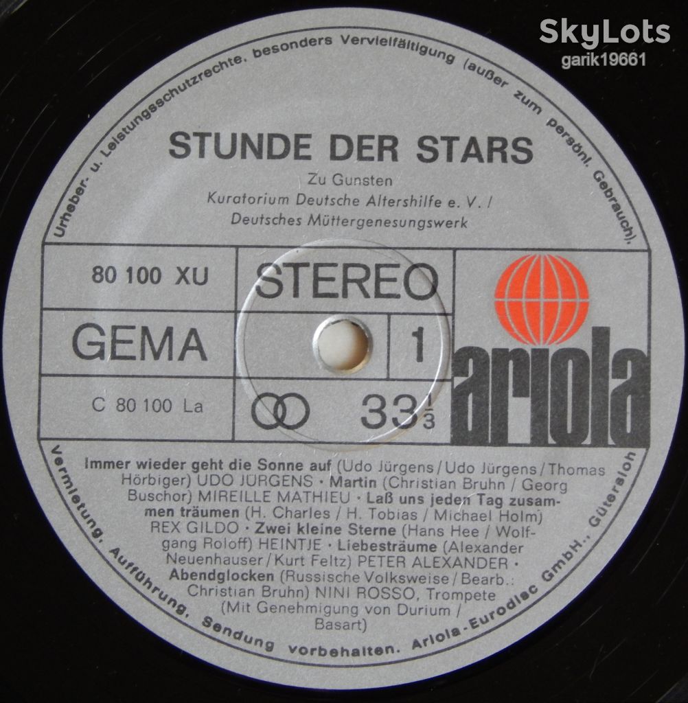 Various – Stunde Der Stars  (Ariola – 80 100 XU, Germany) EX+/EX+ - фото фото фото 2