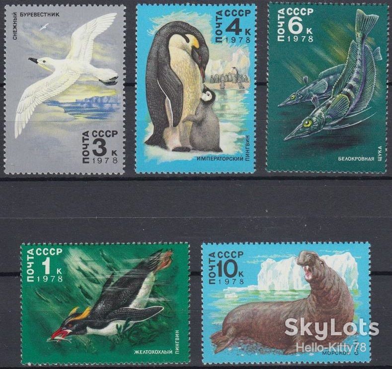 СССР 1978 фауна птицы рыбы Антарктида СК 4792-4796 MNH - фото фото фото 0