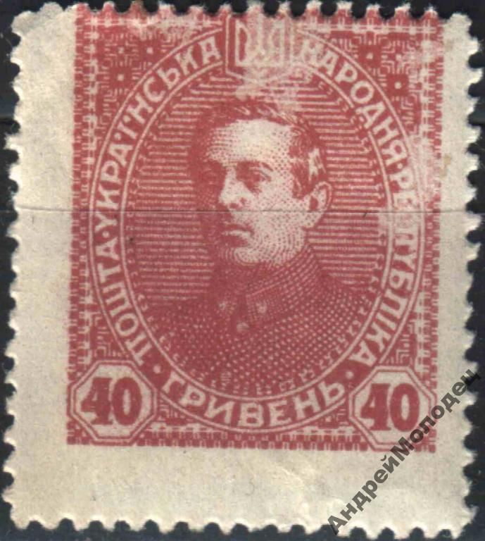 1920. УНР. 40 грн. Сдвиг рисунка. MH. - фото фото фото 0