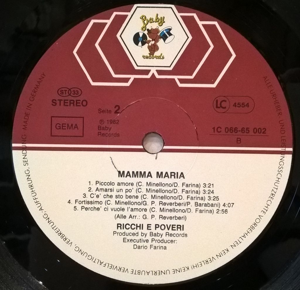 Ricchi &amp; Poveri - Mamma Maria - 1982.   (LP). 12. Vinyl. Пластинка. Germany - фото фото фото 3
