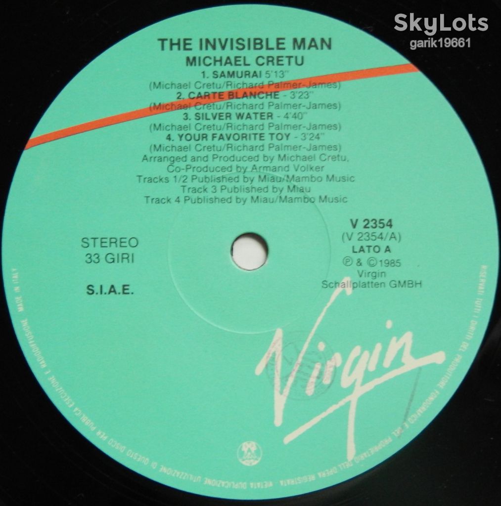 Cretu – The Invisible Man  (Virgin – V 2354, Italy) EX/EX+ - фото фото фото 2