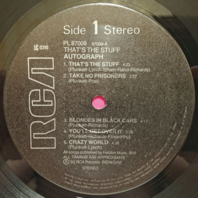 Autograph - That's The Stuff - 1985.  (LP). 12. Vinyl. Пластинка. Europe. - фото фото фото 4