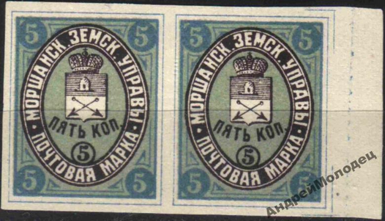 Земство. Моршанск. 1891. 5 коп. ПАРА. - фото фото фото 0
