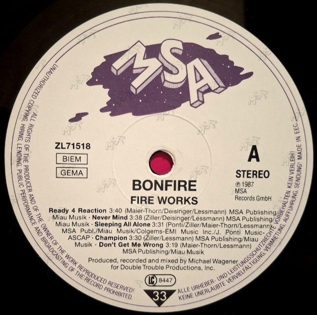 Bonfire - Fire Works - 1987.  (LP). 12. Vinyl. Пластинка. EEC. - фото фото фото 4