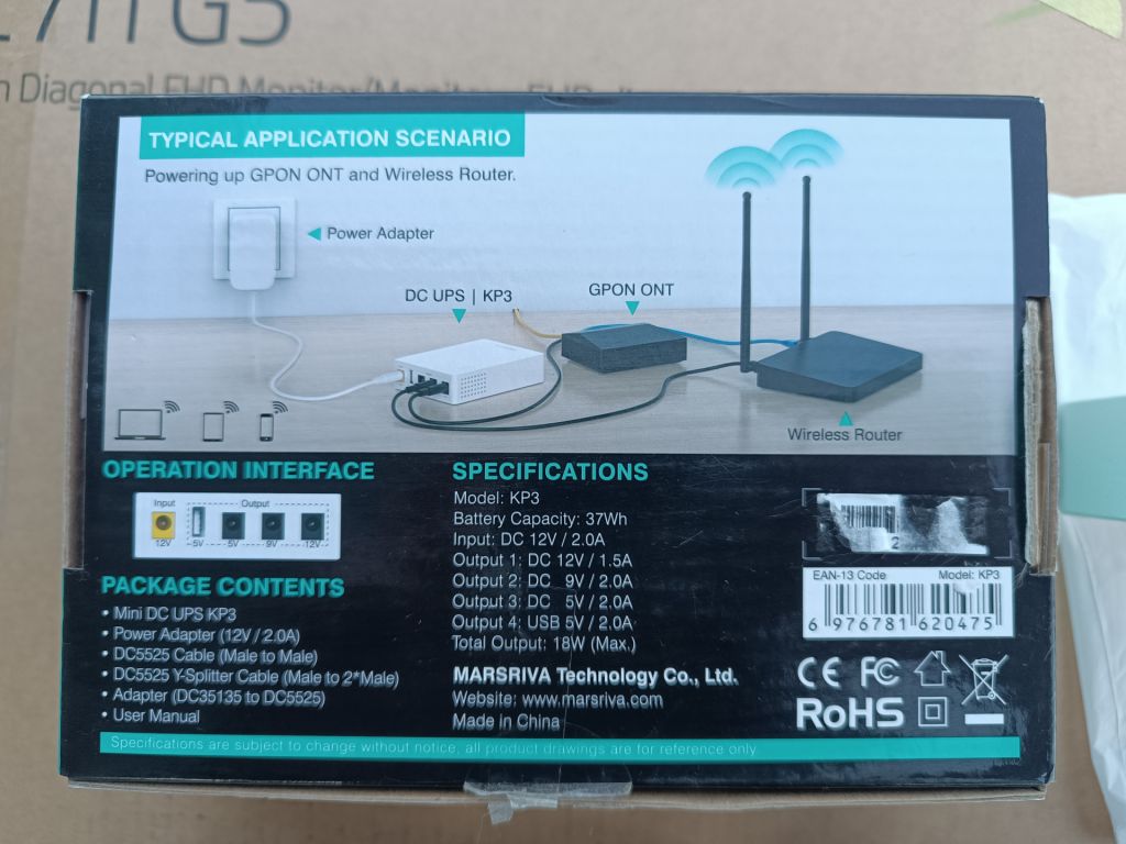 Новый ДБЖ для роутера ONU MARSRIVA 10000mAh Smart Mini DC UPS KP3 - фото фото фото 8
