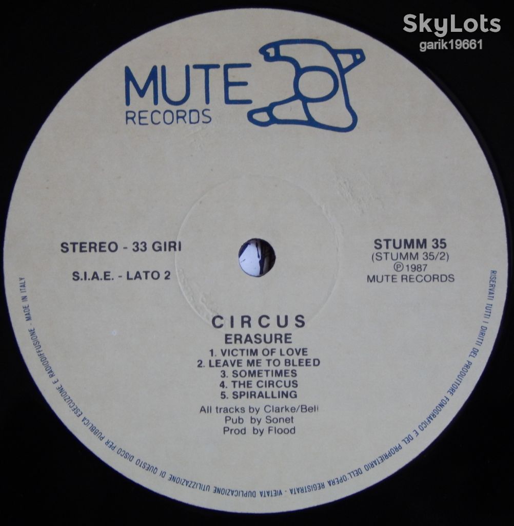 Erasure – The Circus  (Mute – STUMM 35, Italy) inner sleeve EX+/EX+ - фото фото фото 4