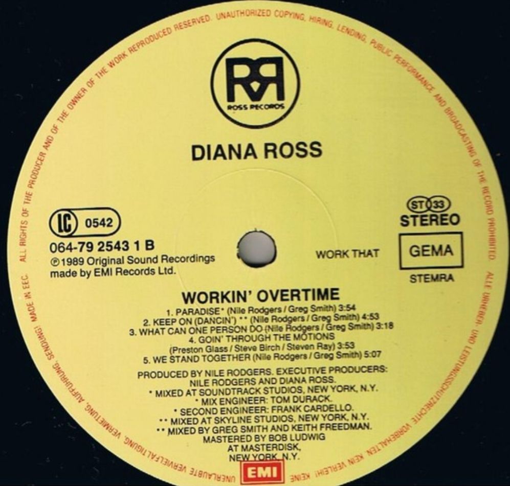 Diana Ross - Workin' Overtime - 1989.   (LP). 12. Vinyl. Пластинка. EEC. - фото фото фото 5