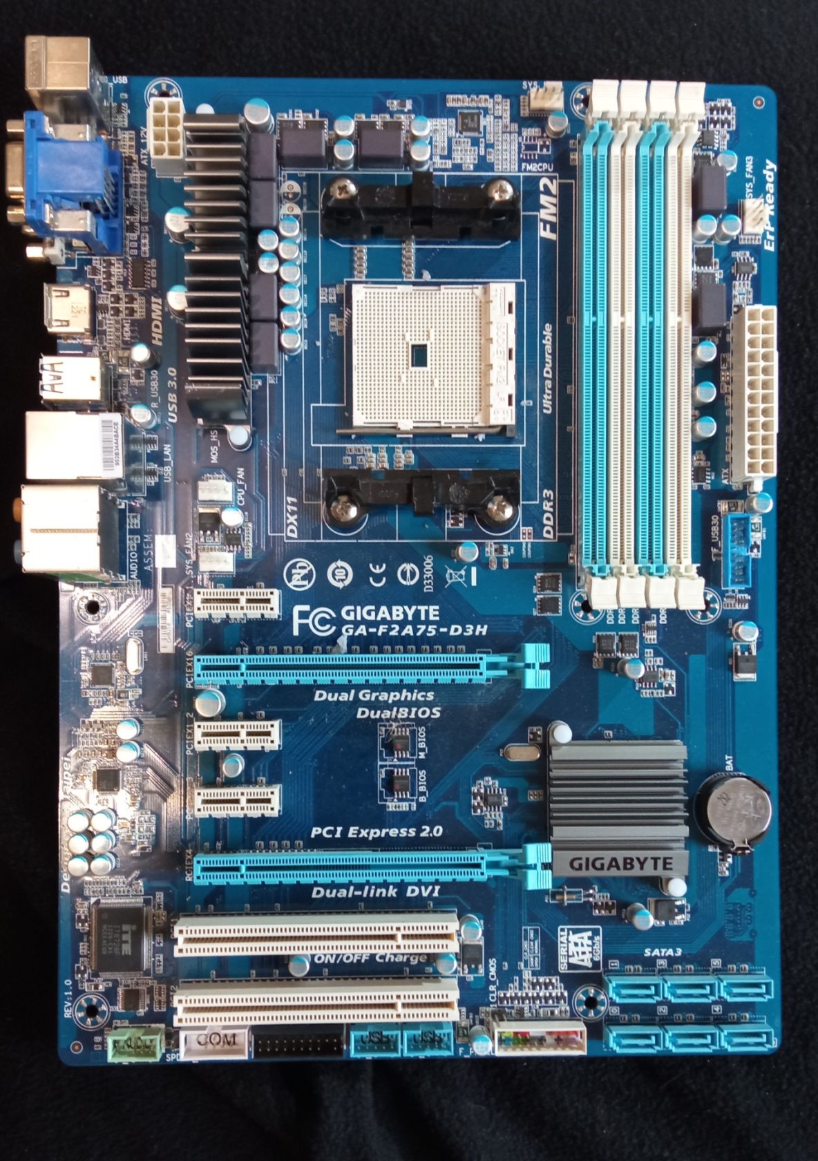 Материнська плата Gigabyte GA-F2A75-D3H                                                                           (sFM2, AMD A75, PCI-E x16) - фото фото фото 1