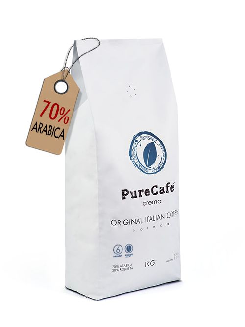 Кофе PureCafe Crema, 70% Арабики, 30% Робусты, зерно, Италия, 1кг. - фото фото фото 0