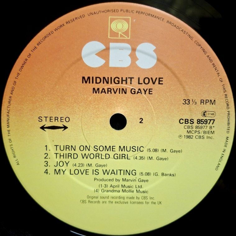 Marvin Gaye - Midnight Love - 1982.  (LP). 12. Vinyl. Пластинка. England. - фото фото фото 5