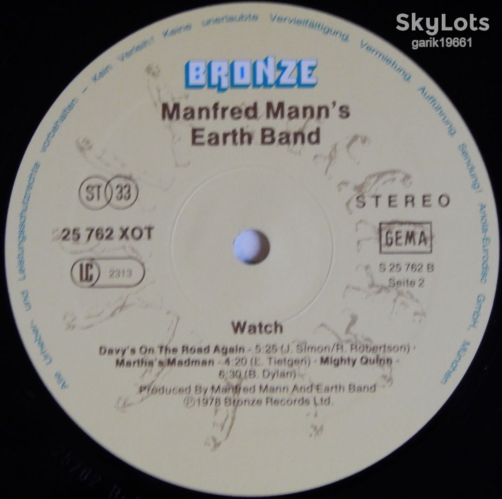 Manfred Mann's Earth Band – Watch   (Bronze – 25 762 XOT, Germany) insert EX+/EX+ - фото фото фото 4