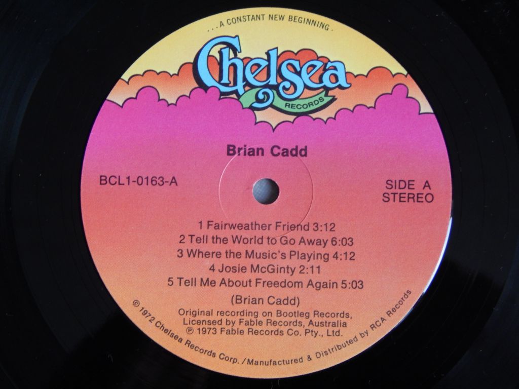 Brian Cadd ‎– Brian Cadd 1973   (Chelsea Records ‎– BCL1-0163, US) EX+/EX+ - фото фото фото 2
