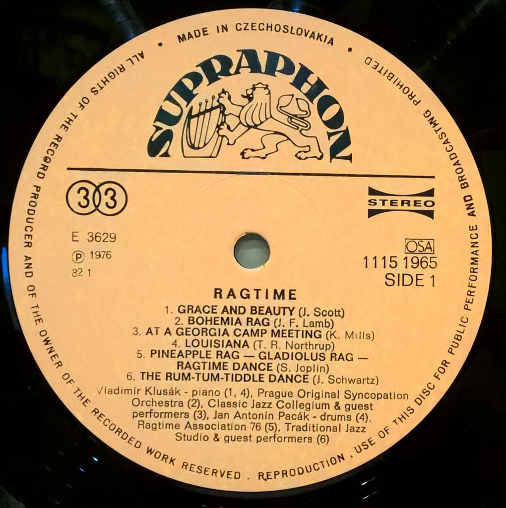 V.A. Jazz - Ragtime - 1976.   (LP). 12. Vinyl. Пластинка. Czechoslovakia - фото фото фото 2