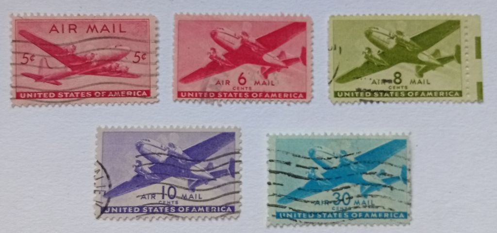 США 1941 Авиапочта, транспортные самолеты, гашеные - фото фото фото 0