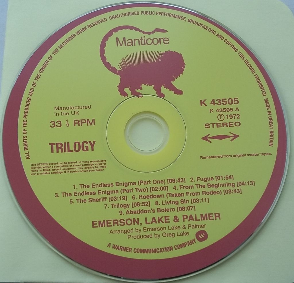 EMERSON LAKE &amp; PALMER  Trilogy CD  ( Vinyl replica) - фото фото фото 3