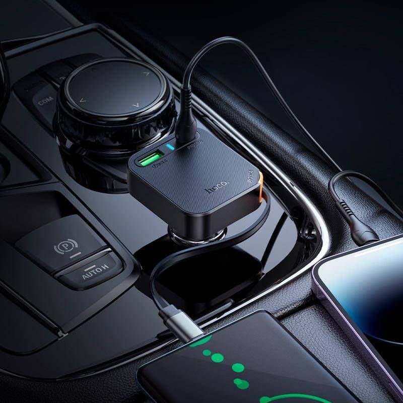АЗП Hoco NZ18 Guardian PD65W with retractable cable  (1USB-A/2C) - фото фото фото 1
