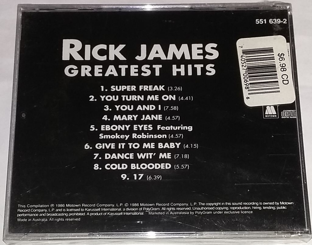RICK JAMES Greatest Hits CD Australasia Запечатаний. - фото фото фото 1